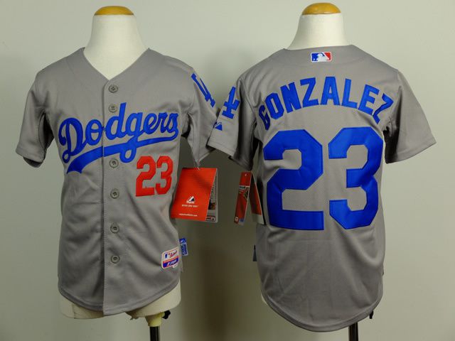 Youth Los Angeles Dodgers #23 Gonzalez Grey MLB Jerseys